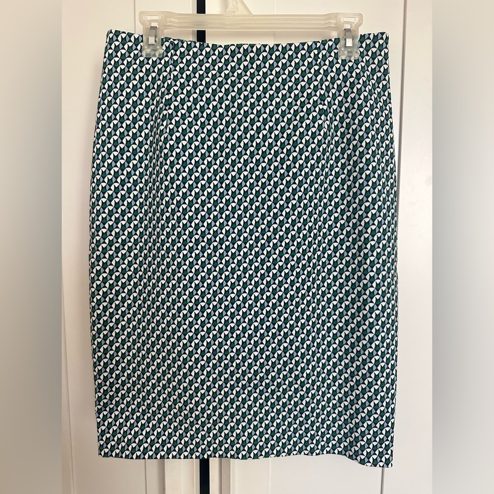 Boden Green and White Patterned Geometric Cotton Skirt size 8R